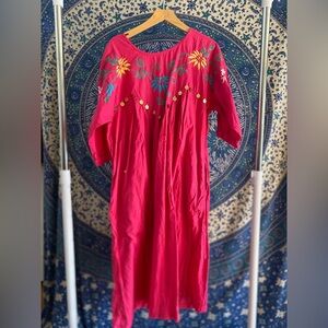 Vintage Embroidered Mexican Pueblo Dress